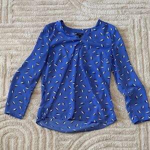 Talbots Petites Blue Leaf Print Blouse size Sp
